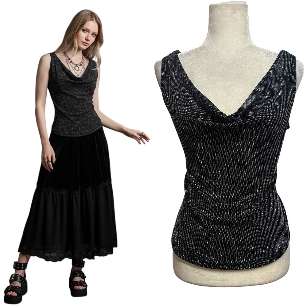 Vtg 90s Y2K Womens Sz L P Cowl Neck Tank Top Glittery‎ Whimsygoth Fairy
Coquette